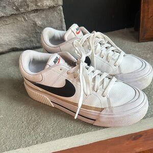 Nike White and Black Court Sneakers